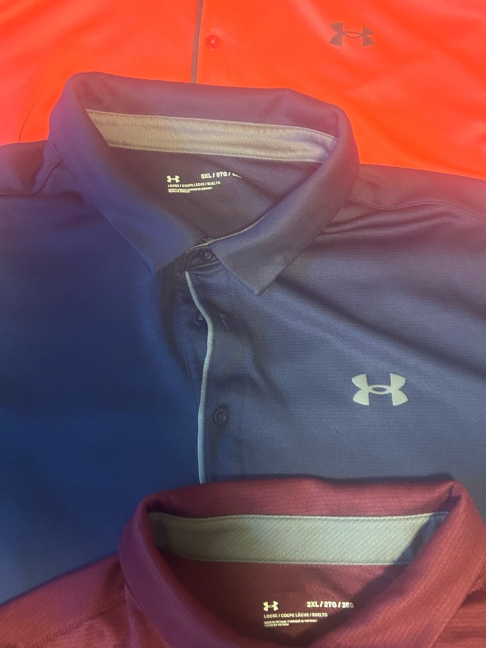 Under Armour Men’s Polo Bundle - Coral, Navy, Maroon, Black - Picture 4 of 5